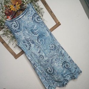 J.Jill Love Linen Blue Paisley Print Dress Size Large Condition: Pre-owned